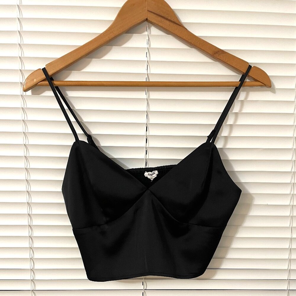 Black Satin Crop Top
